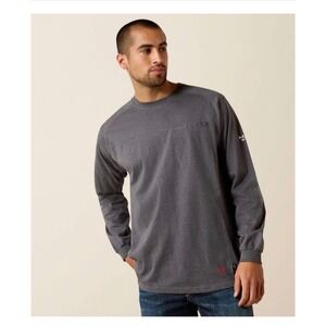 Ariat Men FR Air Crew Long Sleeve TShirt Charcoal Heather CAT 2 10027888 2XL NWT
